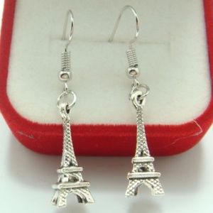 Eiffel Tower Silver Plated Earrings New